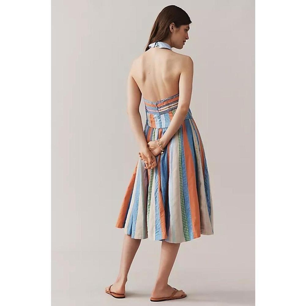 Maeve Collared Halter Neck Colorblock Fit & Flare Shirt Dress Size 4 US / 8 UK - Picture 2 of 3